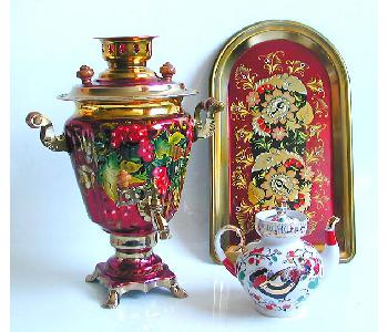 Gold-enamelled Russian Samovar