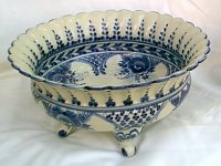 A blue Russian Gzhel porcelain serving bowl