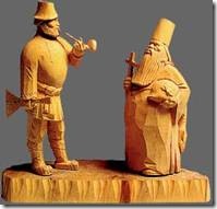 Byzantine era Russian plain wooden figurines.