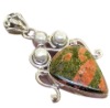 Russian Agate Gemstone Pendant with Pearls