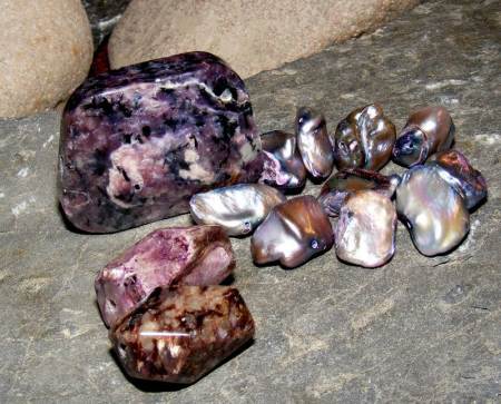 Polished pieces of Russian Charoite - A recently discovered mineral used to make gemstone jewellery